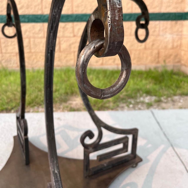 Late 20th Century Steel and Travertine Greek Key Center or Dining Table For Sale - Image 5 of 8