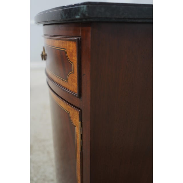 1990s Marble Top Mahogany Cabinet Door Nightstands, A Pair For Sale - Image 10 of 17