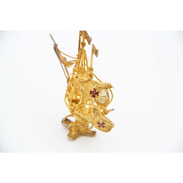 Miniature Caravel in Gilded Silver For Sale - Image 4 of 5