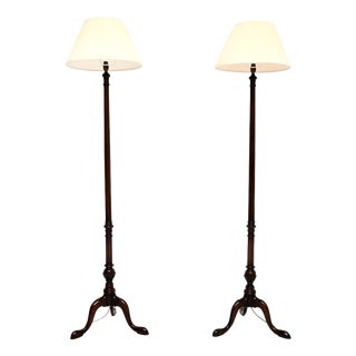Antique Chippendale Style Floor Lamps, 1910, Set of 2 For Sale