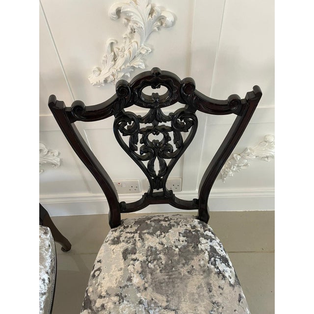 Set of Antique Victorian Ebonised Side Chairs For Sale - Image 11 of 15