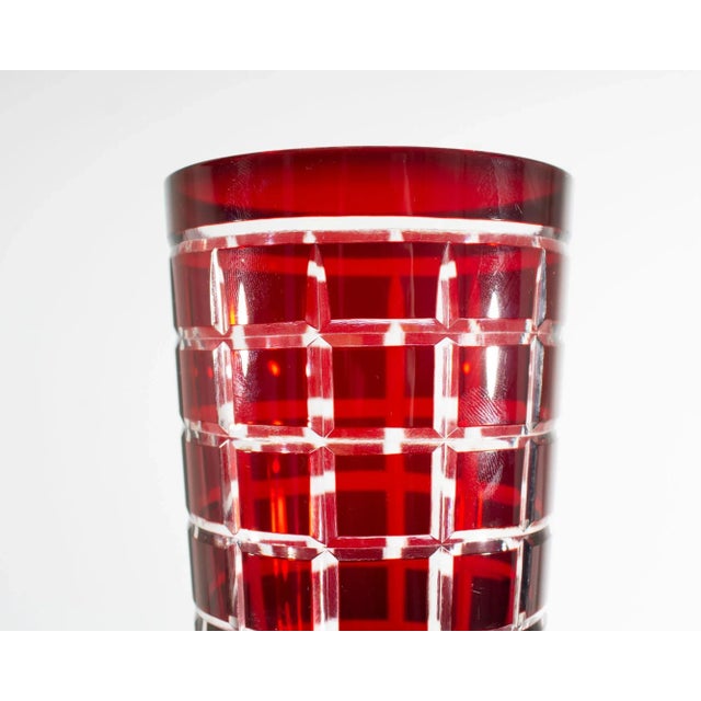 Late 20th Century Red Cut to Clear Tumblers and Glasses For Sale - Image 5 of 6