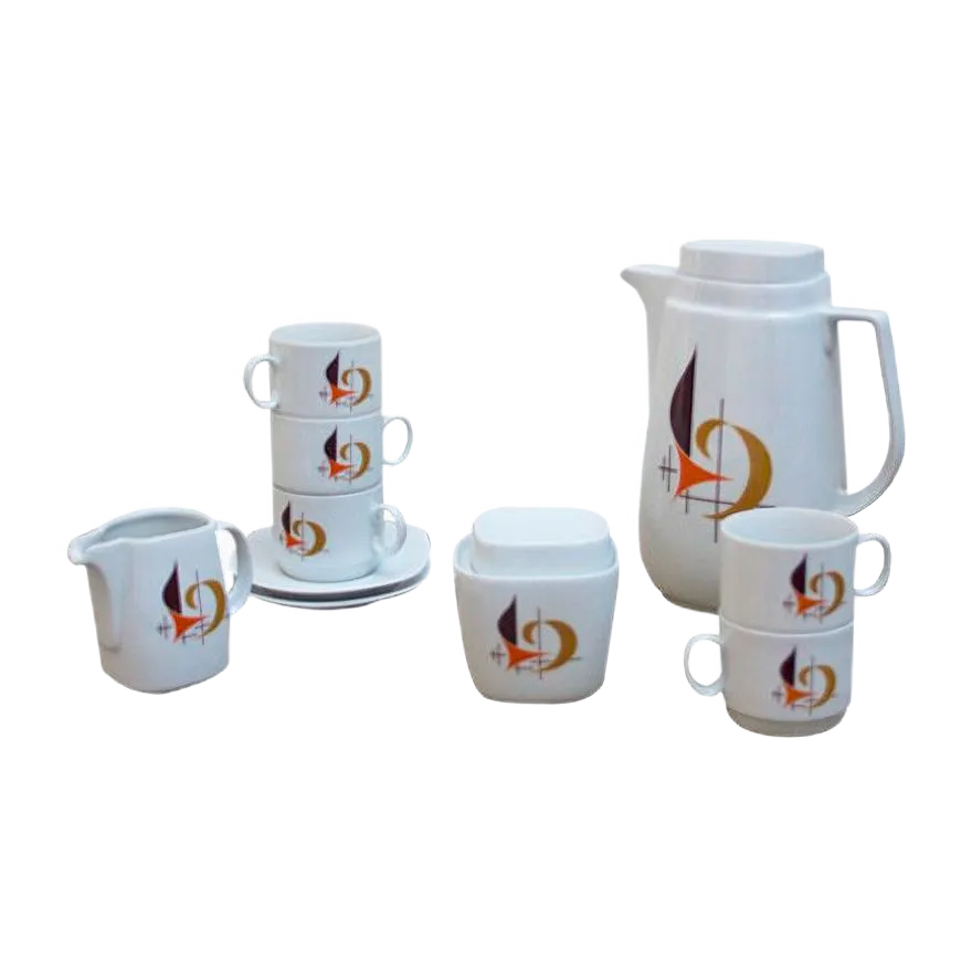 Vintage Bavarian Coffee Set from Schirnding Bavaria, 1950s, Set of
