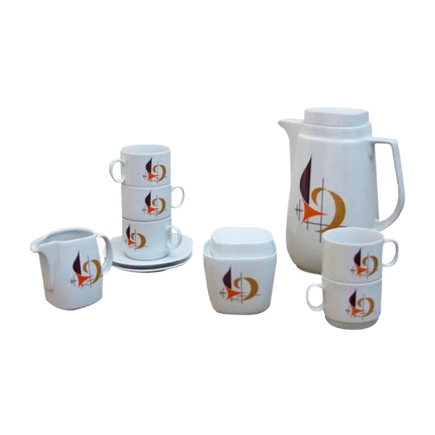 Vintage Bavarian Coffee Set from Schirnding Bavaria, 1950s, Set of