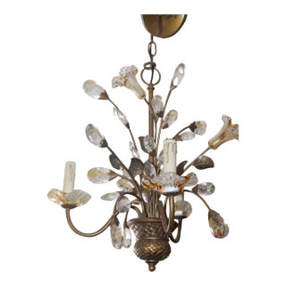 1940's Hollywood Regency Crystal Floral Bouquet Form Chandelier For Sale