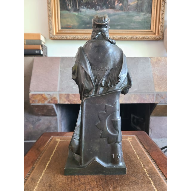 Antique 19th Century Bronze Statue Sculpture Medieval Figure Holding Scrolls For Sale - Image 14 of 18