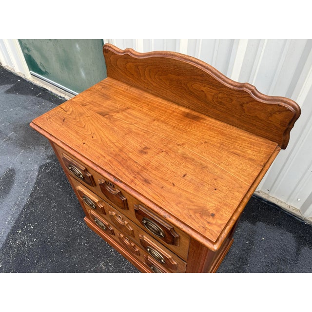 Early 20th Century Antique Early American Walnut and Burlwood 3-Drawer Chest of Drawers For Sale - Image 5 of 12