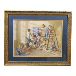 Kathryn Fincher the Dream Keepers American Flag 911 Tribute Lithograph Print 34" For Sale