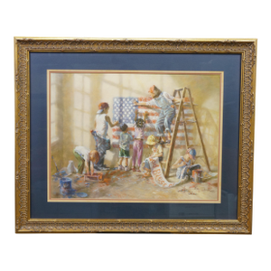 Kathryn Fincher the Dream Keepers American Flag 911 Tribute Lithograph Print 34"