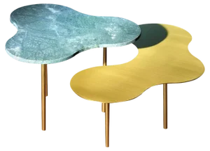 Glass Coffee Table Camo B and A by Sebastian Scherer, Set of 2