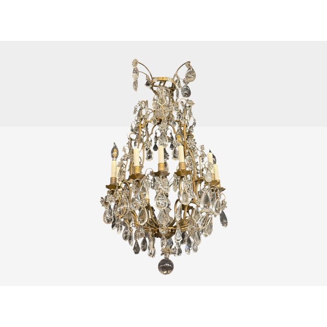 Louis XVI Style, Bronze, Rock Crystal, 12 Light Chandelier, France, Late 19th/Early 20th century Fine 19th-20th century...