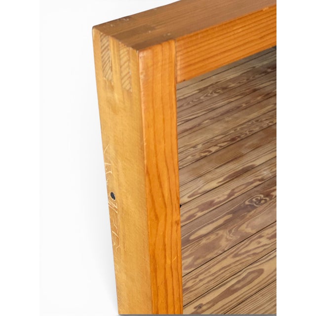 Large rectangular modernist mirror in solid wood with exposed joinery Produced in the 1950s Designer to be identified,...