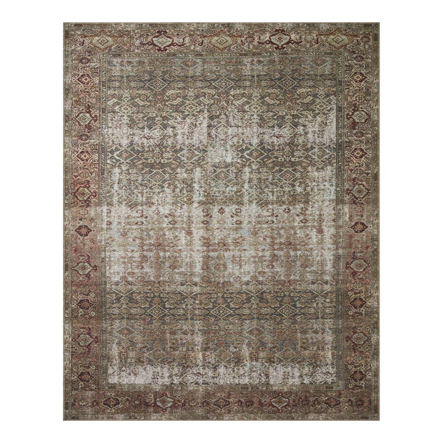 Amber Lewis x Loloi Georgie Moss / Salmon 5'-0" x 7'-6" Area Rug For Sale