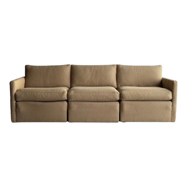 Charles Pfister for Knoll Three-Piece Lounge Sofa in Camel Upholstery, C. 1970s For Sale