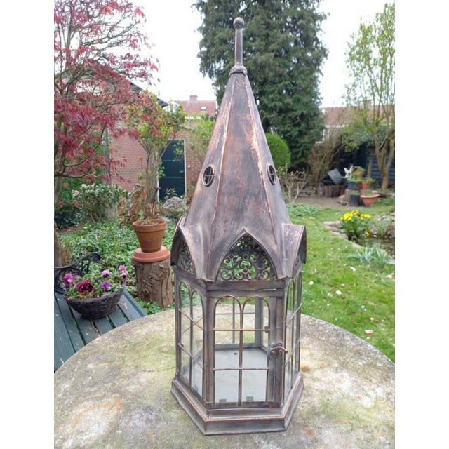 Gray Vintage Cathedral Lantern, 1980s For Sale - Image 8 of 11