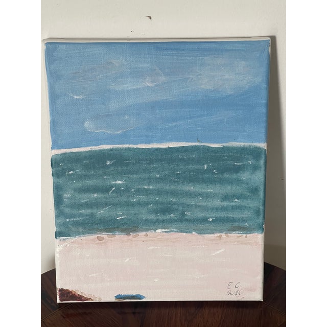1970s Abstract Sea Scape Original Painting on Canvas For Sale - Image 4 of 4