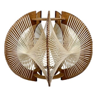 Scandinavian Pendant Light in Wire and Wood, 1970s For Sale