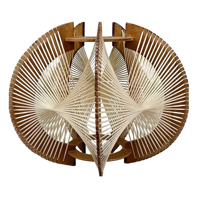 Scandinavian Pendant Light in Wire and Wood, 1970s For Sale