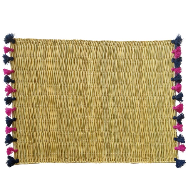 Lola Placemat With Tassel, Set of 2 Navy Berry For Sale