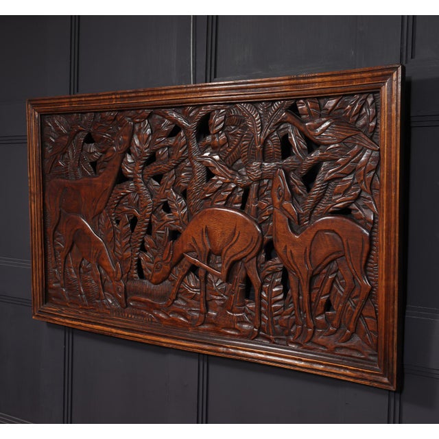 Art Deco French Oak Pierced Carving Wall Panel, 1925 For Sale - Image 9 of 15