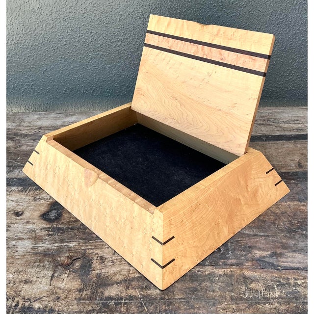 Late 20th Century Vintage Burl Wood Angled Box For Sale - Image 5 of 12