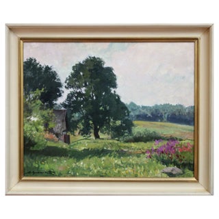 Alfejs Bromults, Summer Day, Oil on Cardboard For Sale
