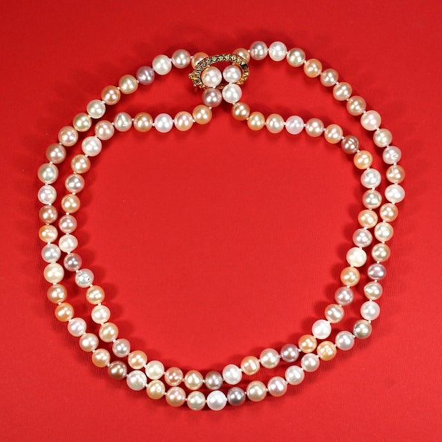 Ajd 37 Inch Multi Color Freshwater Pearl Necklace For Sale - Image 4 of 4