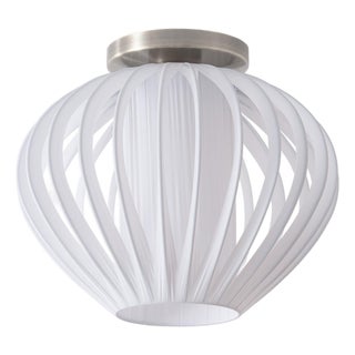 Bloom Modern Flush Mount, Satin Nickel Steel, Sphere White Shade, Dimmable For Sale