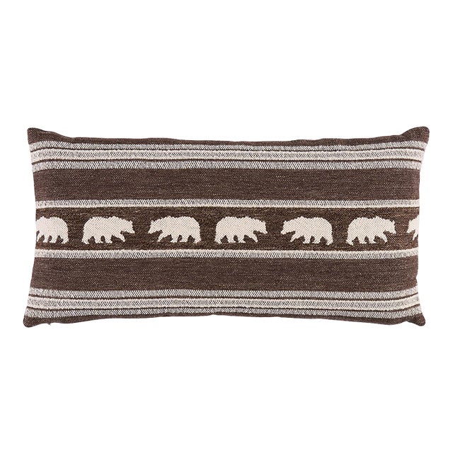 Schumacher Koda Stripe Lumbar Pillow In Coffee For Sale