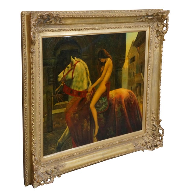Lady Godiva reproduction Painting after John Collier, circa late 20th Century. Oil on board, framed Lady Godiva is an 1897...