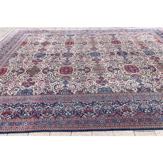 Antique Persian Dabir Kashan Carpet, 10'2" × 13'8" For Sale - Image 10 of 11