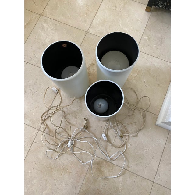Vintage Canister "Up Light" Metal Lamps - Set of 3 For Sale - Image 4 of 7