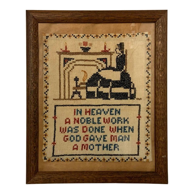 Antique Cross-Stitch God Gave Man a Mother For Sale