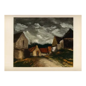 1958 Vlaminck Lithograph 34 a Village in Sarthe