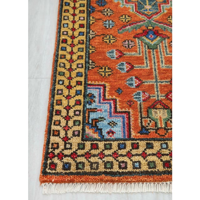 Persian 3x15Ft. Brunt Orange Persian Design Inspired Hand Knotted Wool Runner Rug For Sale - Image 3 of 3