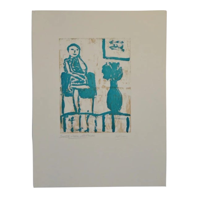 Arthur Krakower "Seated Woman With Flowers Ii" Monotype C.2004 For Sale In San Francisco - Image 6 of 6