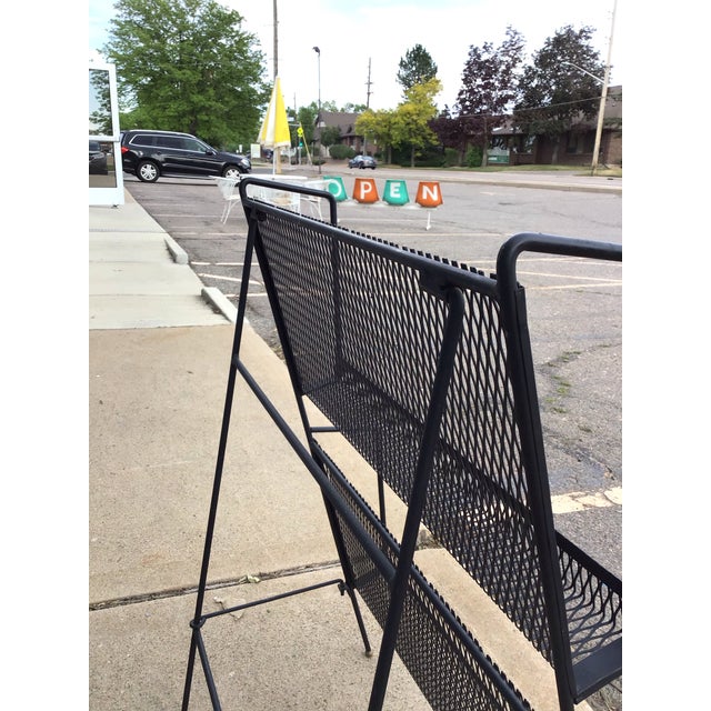 Metal Vintage Black Metal Media Rack, Mid-Century Modern, 1950s Usa For Sale - Image 7 of 12