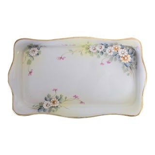 Antique Nippon Hand-Painted Floral Serving Tray For Sale
