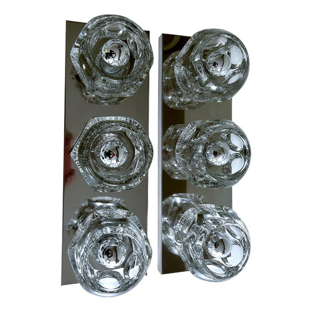 Vintage Glass Sconces from Peill & Putzler, 1970s, Set of 2 For Sale