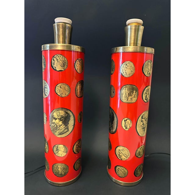 Fornasetti Pair of Vintage Fornasetti Table Lamps For Sale - Image 4 of 8