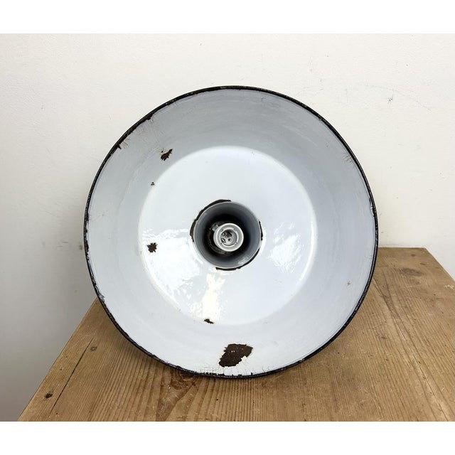 Industrial Black Enamel Factory Lamp with Cast Iron Top, 1960s For Sale - Image 14 of 15