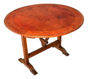 French 19th Century Leather-Top Wine Tasting Table