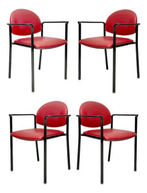 Postmodern Vintage Upholstered Steel Dining Armchairs, Set of 4, Usa