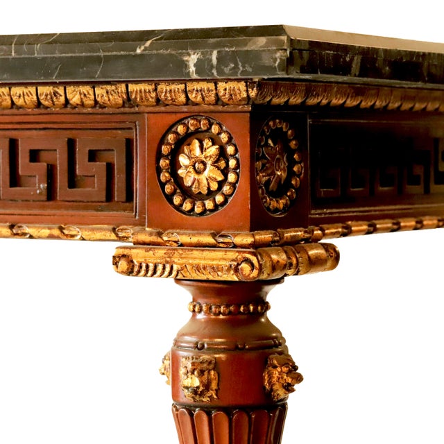 Burnt Umber Neoclassical Marble Inlaid Console Table/Desk For Sale - Image 8 of 11