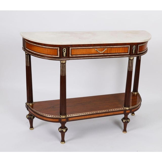 Antique 19th Century French Ormolu Mounted Carrara Marble Top Console Tables, Set of 2 For Sale - Image 12 of 18