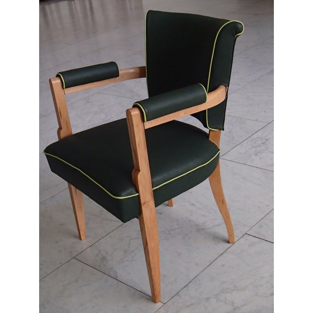 Desk Chair with Green Leather Seat and Light Piping, 1930s For Sale - Image 12 of 12