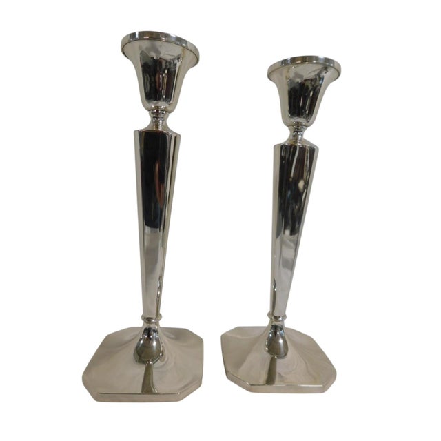 Silver 1960s Pair of Cartier Sterling Silver Candlesticks & Gorham Manufacturing Company Three-Light Candelabra For Sale - Image 8 of 10