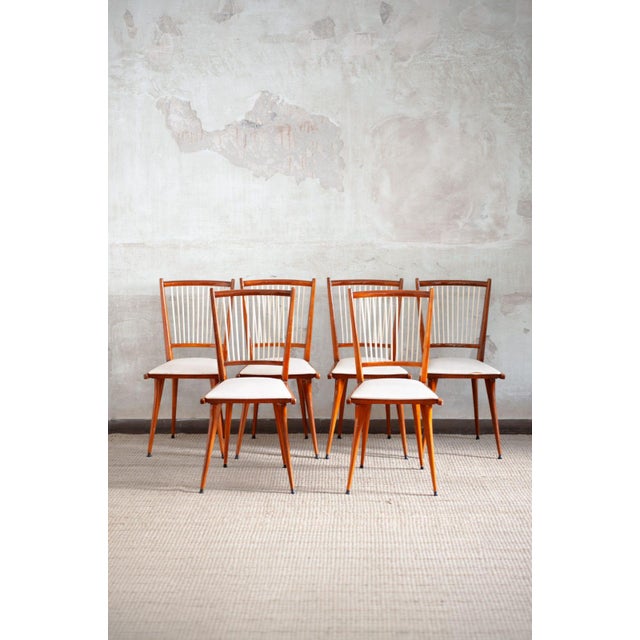 Set of Six Lacquered Wooden Chairs – 1950s Product details Set comprising six dining chairs characterized by a lacquered...