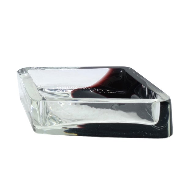 Antonio da Ros for Cenedese, large heavy rhombus-shaped Murano glass mid-century serving bowl or ashtray, circa 1965-1975....