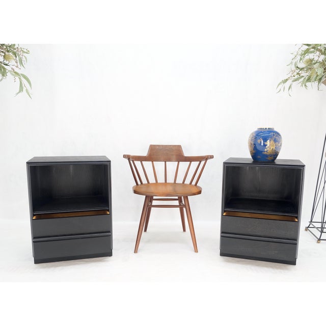 Pair Gibbings for Widdicomb Ebonized Black Lacquer Night Stands End Tables Mint For Sale - Image 6 of 15